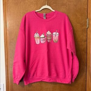 Gildan Pink Graphic Crew Neck Sweater